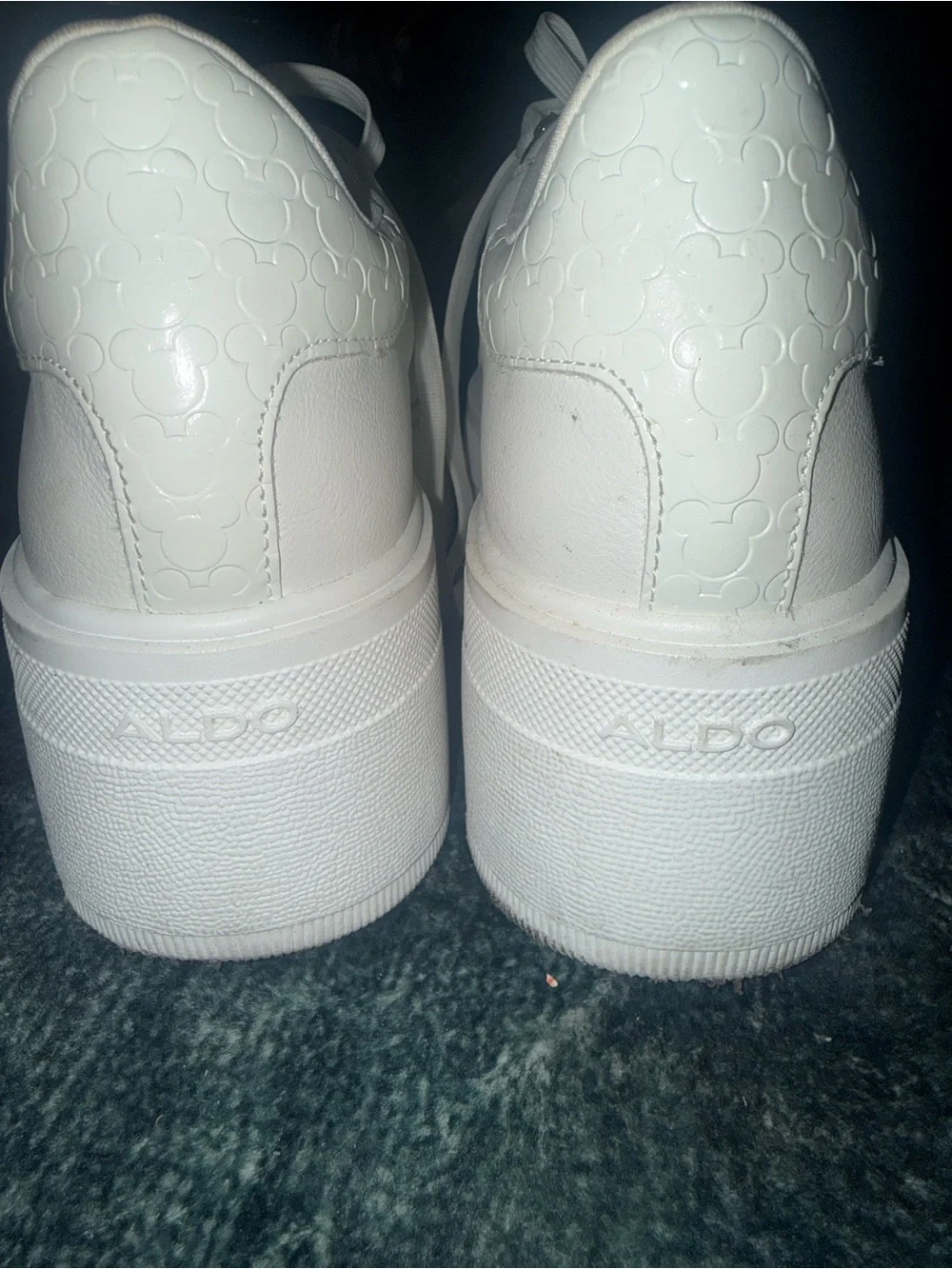 Aldo White Platform Sneakers with Mickey Accent
